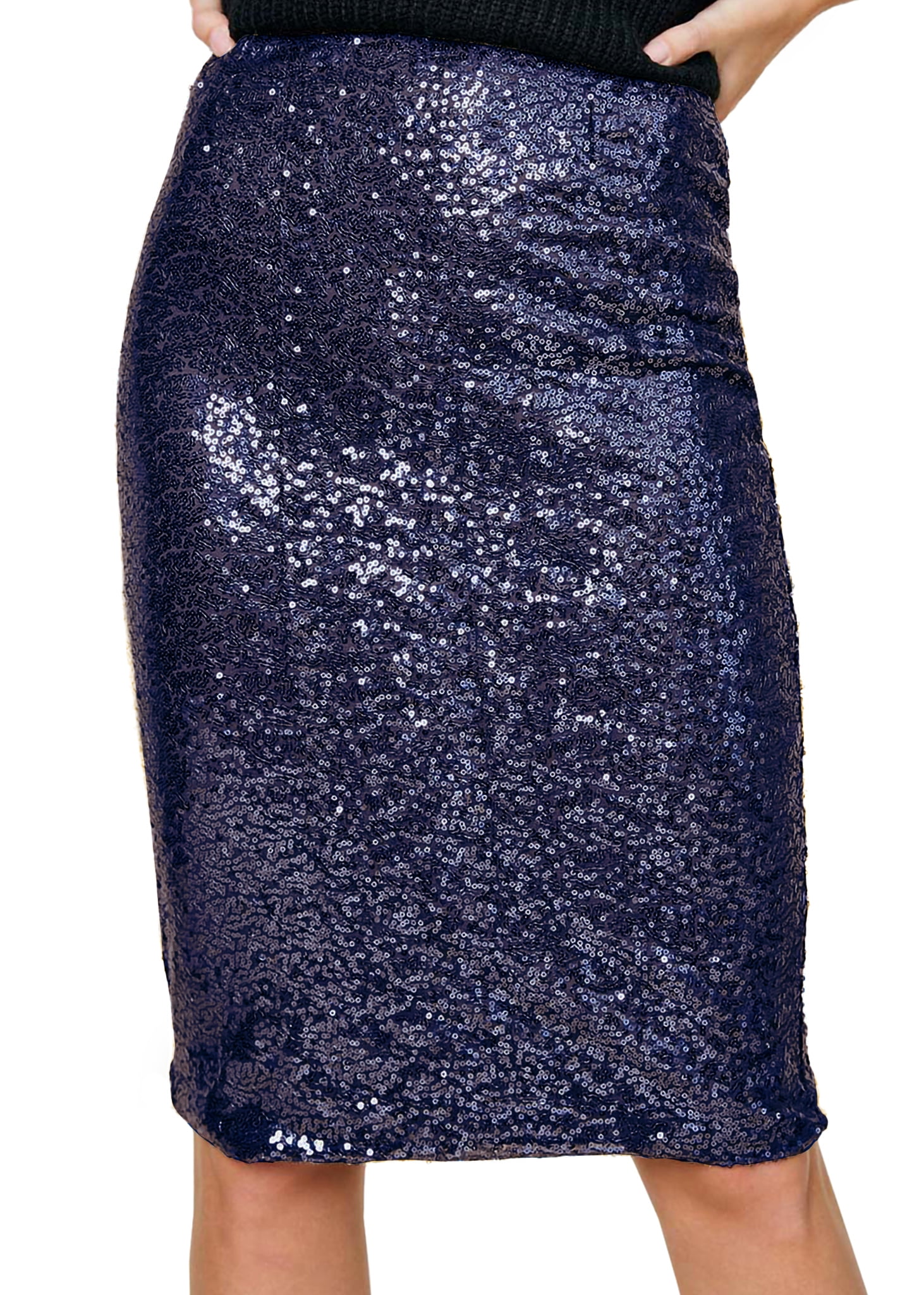 Women's Sequin Dress Midi High Waist Stretchy Sparkle Pencil Party