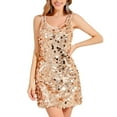thumbnail image 1 of Women's Sequin Dress Sparkly Glitter V-Neck Sleeveless Tank Dress Party Club Cocktail Disco Night Out Costume, 1 of 7