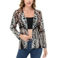 thumbnail image 1 of Women's Sequin Embellished Open-Front Cardigan with Sheer Mesh Long Sleeves - Medium, Silver Gold, 1 of 6