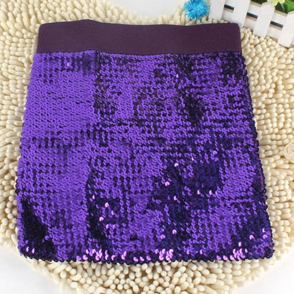 Women's Sequin Fringe Skirts Elastic Waist Stretchy Glitter Mini Skirt Rave Party Dance Costume