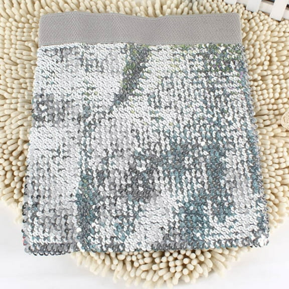 Women's Sequin Fringe Skirts Elastic Waist Stretchy Glitter Mini Skirt Rave Party Dance Costume
