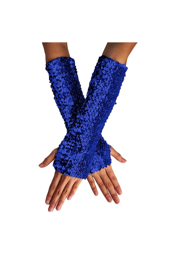 Women's Sequin Glitter Gloves Long Fingerless Elastic Arm Gloves, Sparkly Evening Gloves for Carnival Party Costume,Satin Opera Gloves for Concerts and Cosplay Events, Glamorous Nightclub Accessories