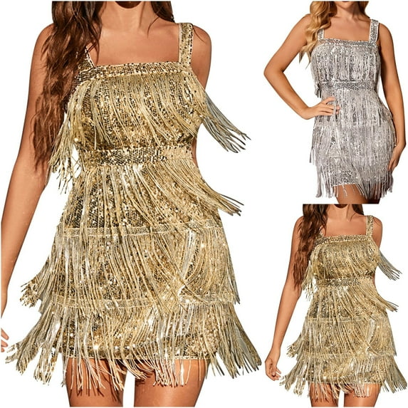 Women's Sequin Glitter Square Neck Formal Dress Spaghetti Strap Mini Party Dress Clubwear Cocktail Bodycon Dress