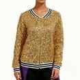 thumbnail image 1 of Women's Sequin Jacket Loose Shiny Glitter Bomber Coat Long Sleeve Zipper Sparkly Party Slitter Outfit, 1 of 6