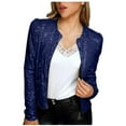 thumbnail image 1 of Women's Sequin Jacket Party Sparkly Blazer Bomber Jacket Fashion Open Front Coat Funky Collarless Clubwear Outfit, 1 of 7