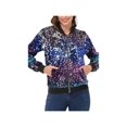 thumbnail image 1 of Women's Sequin Jacket Sparkle Long Sleeve Front Zip Casual Blazer Bomber Jacket With Pockets- Medium, Midnight, 1 of 6