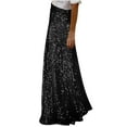 thumbnail image 1 of Women's Sequin Maxi Skirts Vintage Elastic High Waist A-Line Skirts Elegant Maxi Cocktail Party Long Skirts, 1 of 6
