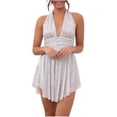 thumbnail image 1 of Women's Sequin Mini Dress V Neck Backless Glitter Saprkly Gowns Homecoming Dresses for Teens XL, 1 of 8