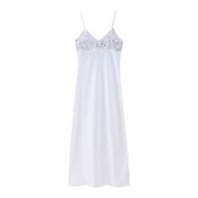 NEBZCIV Women's Sequin Patchwork Sling Dress Adjustable Strap Chemises Full Slips Sleeveless Club Party Dress Night Gown