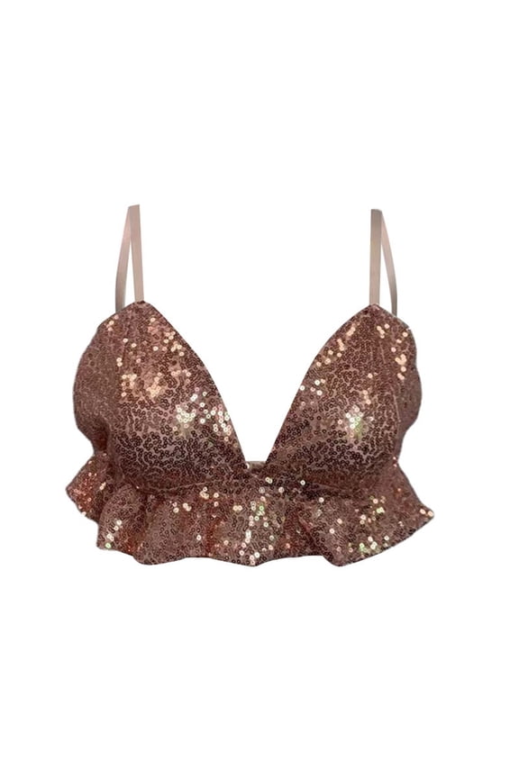 Women's Sequin Performance Hot Top DS Nightclub Stage Edge Sling Stylish Comfortable Stretchy Fashionable