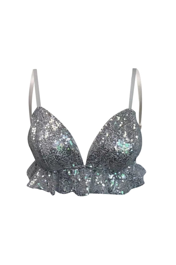 Women's Sequin Performance Hot Top DS Nightclub Stage Edge Sling Stylish Comfortable Stretchy Fashionable