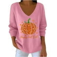 thumbnail image 1 of Women's Sequin Pumpkin Print Casual Striped Fabric Long Sleeve Halloween T-Shirt, 1 of 2