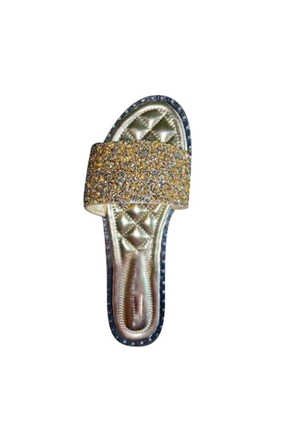 Women's Sequin Rhinestone Fashion Flat Flip Flop, +Memory Foam Wide Widths Available Slide Sandal Beach Slipper, Women Diamante Slider Sandals Ladies Flat Slip On Rhinestone Mules Size Flat Slipper