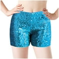 thumbnail image 1 of Women's Sequin Shorts,Sexy Glitter Casual Shorts with Comfortable Fabric for Stage Performance,Party Nights,Beach Vacation and Dance Events, Featuring Gorgeous Appearance and Unique Charm Sky Blue, 1 of 3