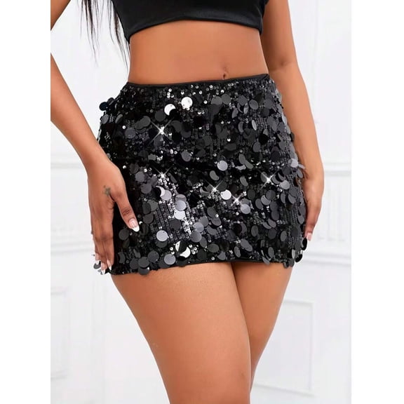 Women's Sequin Skirt, All Season, Elegant For Party, Vacation, Evening Date, Halloween