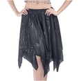 thumbnail image 1 of Women's Sequin Skirts Handkerchief Hem Elastic Waist Glitter Sparkly Skirt for Night out Club Concerts Party Black, Free Size, 1 of 3