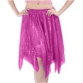 thumbnail image 1 of Women's Sequin Skirts Handkerchief Hem Elastic Waist Glitter Sparkly Skirt for Night out Club Concerts Party Hot Pink, Free Size, 1 of 3