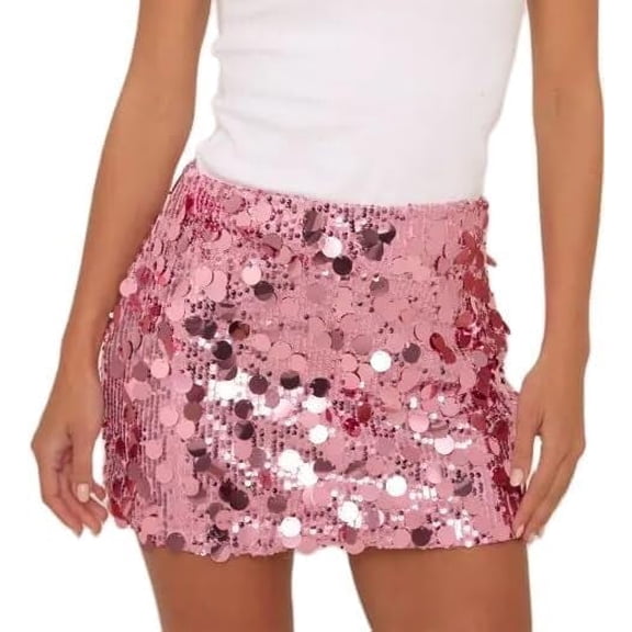 Women's Sequin Skirts Shiny Sequined Holiday Mini Bodycon Skirts for Holiday Parties Outfit70cm