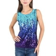 thumbnail image 1 of Women's Sequin Sleeveless Glitter Gradient Tank Club Party Vest Top, Large, 1 of 5