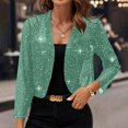 thumbnail image 1 of Women's Sequin Sparkly Cropped Cardigan Dressy Casual Shrugs for Evening Dresses Long Sleeve Open Front Shiny Jacket Light Green M, 1 of 6