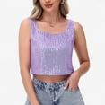 thumbnail image 1 of Women's Sequin Square Neck Tank Top with Sleeveless Design and Cropped Fit - XX Large, Purple, 1 of 7