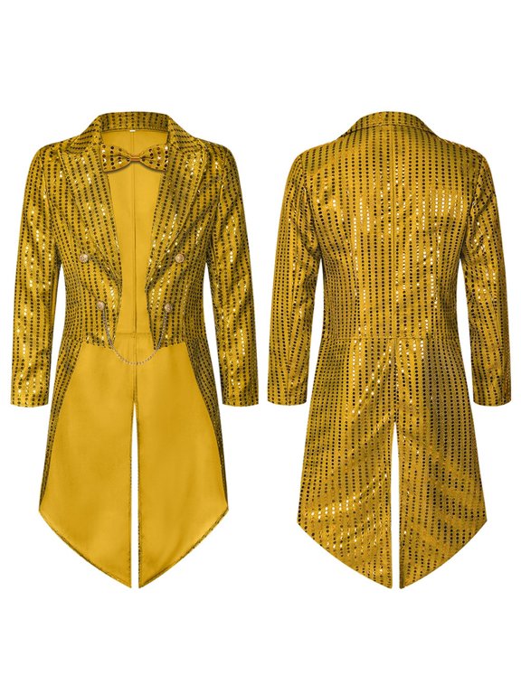 Women's Sequin Tailcoat Jacket With Bowtie – Versatile Stage Performance Blazer in Sizes S-XXL, Dazzling Party Wear Coat for Cosplay and Events