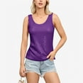 thumbnail image 1 of Women's Sequin Tank Top Sleeveless Scoop Neck Sparkly Party Blouse - Small, Purple, 1 of 6