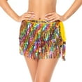 thumbnail image 1 of Women's Sequin Tassel Skirts Rave Fringe Hip Scarf for Festival, 1 of 9