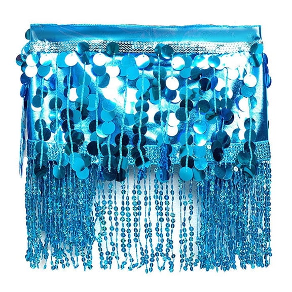 Women's Sequin Tassel Wrap Skirt Sexy Belly Dance Hip Scarf Sparkly Mini Skirts for Festival Rave Party Costume