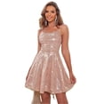 thumbnail image 1 of Women's Sequin Tie Back Cami Dress with Sheer Bodice and Subtle Stretch for Party Wear 95% Polyester, 5% Elastane, 1 of 11