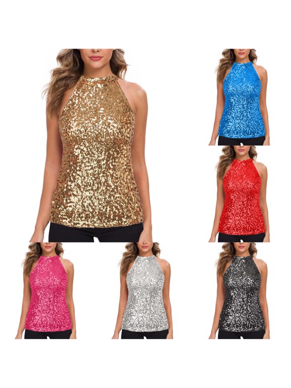 Women's Sequin Top All The Things One Size