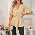 thumbnail image 1 of Women's Sequin Top, V-Neck Sparkling Short Sleeve Blouse for Party and Casual Wear, 1 of 5
