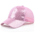 thumbnail image 1 of Women's Sequin Trucker Hat Glitter Mesh Baseball Cap Adjustable for Party Festival Concert Costume Supplies Daily Pink L, 1 of 6