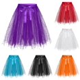 thumbnail image 1 of Women's Sequin Tulle Tutu Skirt Layered Dance Performance Skirt with Belt, 1 of 4