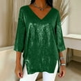 thumbnail image 1 of Women's Sequin V-Neck Short-Sleeve Top - Glamorous Party & Evening Wear, 1 of 6