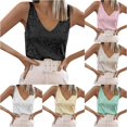 thumbnail image 1 of Women's Sequin V Neck Tank Top - Sparkly Evening Camisole with Straps for Party Night Out, 1 of 5