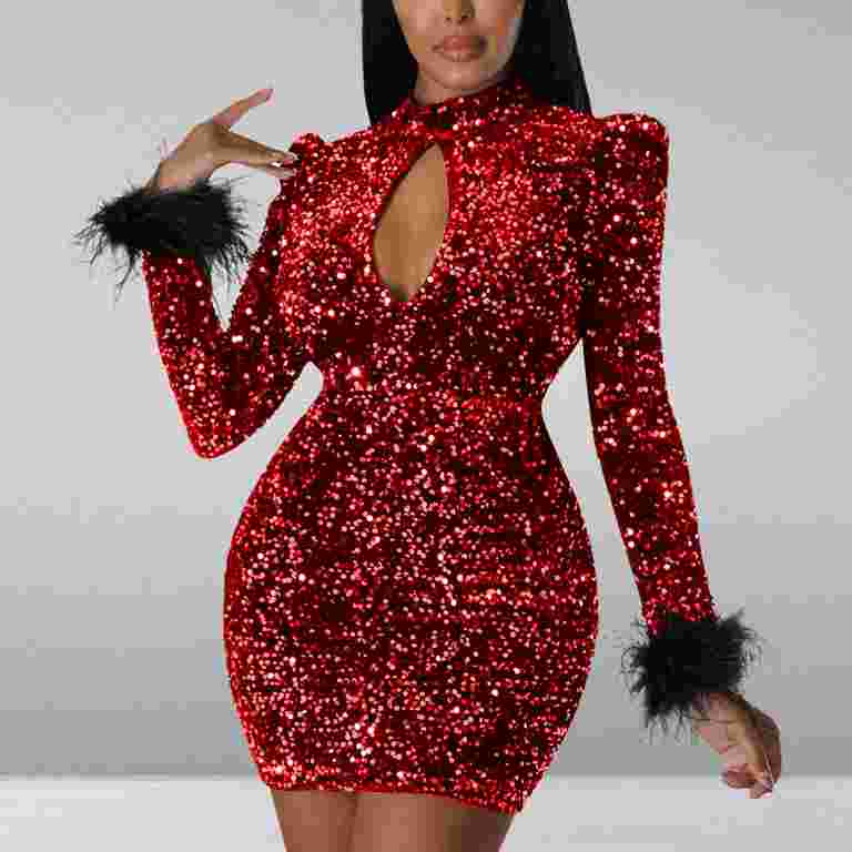 Sequin Shift Dress Sequin Party Dress Sparkly Short Sleeve