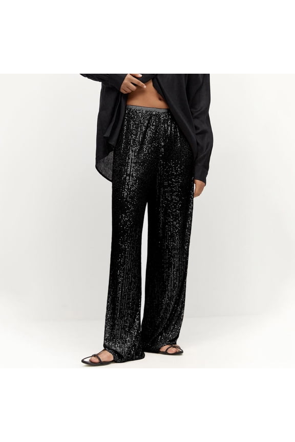 Women's Sequined Pants Sparkling Sequins High Waisted Wide Leg Flared Pants Flared Pants Nightclub Wear Casual Pants Women Petite Womens plus Sweatpants Womens Pants Suite Casual Work Elastic Waist