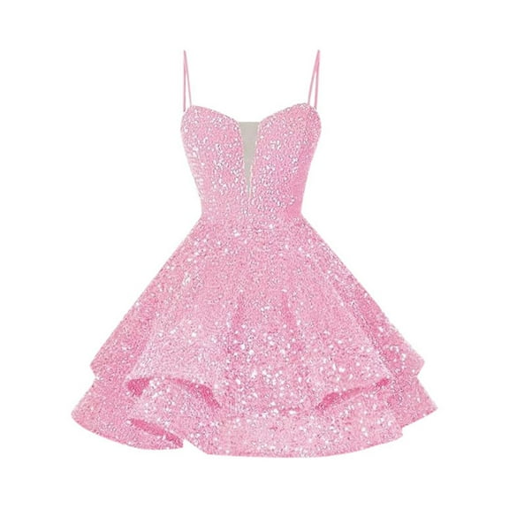 Women's Sequined Short Homecoming Suspender Sexy Dress Shiny Sweet Prom Party Evening Dress