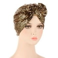 thumbnail image 1 of Women's Sequined Turban Headwrap with Bow Design, Muslim Headscarf Cancer Chemo Cap with Pre-Tied Glitter Hair Cover for Sensitive Scalps, Hand Washable Headwear, 1 of 3