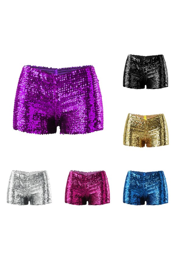 Women's Sequins Beads Performance Dress Set with Shorts Sparkling Workout Outfit