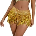 thumbnail image 1 of Women's Sequins Tassel Shorts Skirt - High Waist, Sparkly Festival Rave Outfit, Elastic Fit, XS-XL Sizes for Party/EDC, 1 of 6