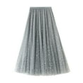 thumbnail image 1 of Women's Sequins Tulle Skirts Elastic High Waist Mesh Sparkle Pleated A-Line Flowy Cocktail Party Long Skirts, 1 of 7