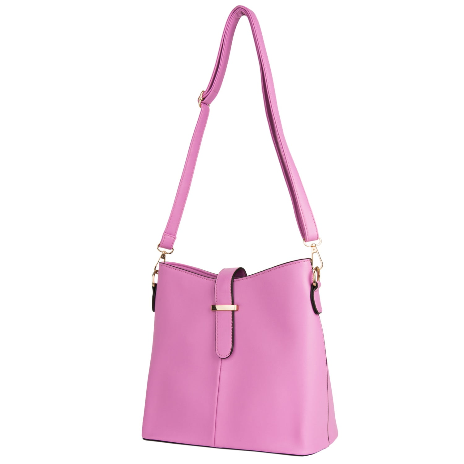 Women's Serena Leatherette Buckle Shoulder Bag – Faux Leather Crossbody Handbag with Adjustable Strap, Multi-Compartment Everyday Purse