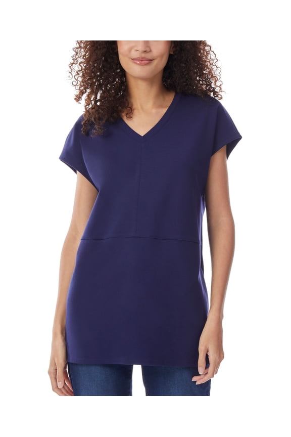 Women's Serenity Knit V-Neck Dolman Sleeve Tee Top Jones Navy XLarge