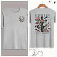 thumbnail image 1 of Women's Serve God Christian T-Shirt - Floral Dove Chest Emblem & "Serve Him Heart" Cross Back Design Floral Print Tops，Size（S-5XL）, 1 of 3