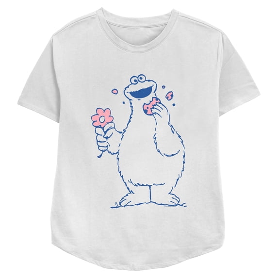 Women's Sesame Street Cookie Monster Flower Graphic T-Shirt