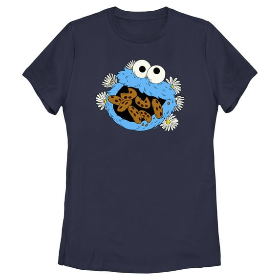 Women's Sesame Street Cookie Monster and Daisies Graphic T-Shirt