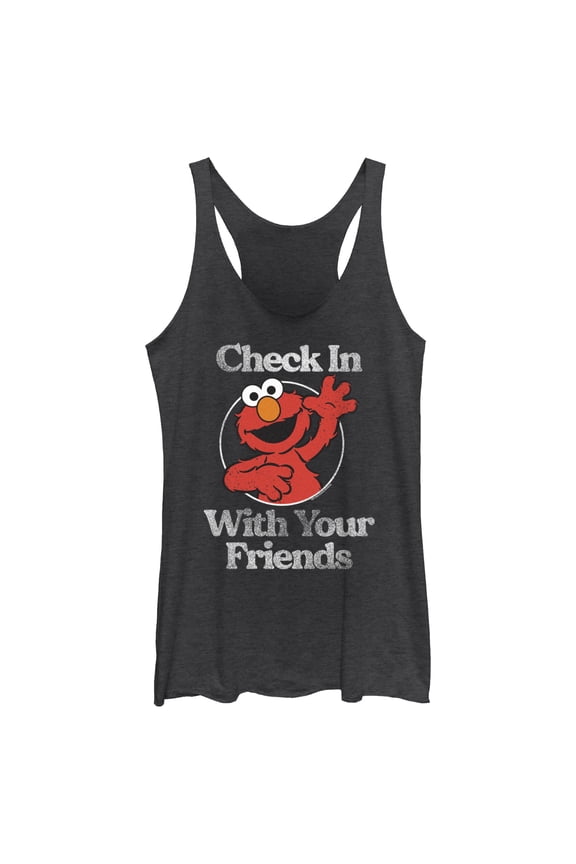 Women's Sesame Street Elmo Check In With Your Friends Racerback Tank Top