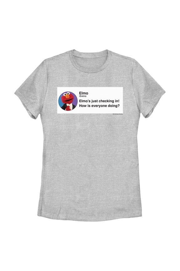 Women's Sesame Street Elmo Checking In Social Media Graphic T-Shirt